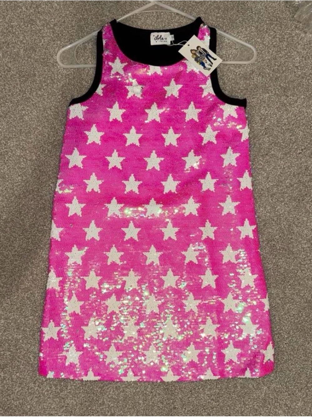 Lola + The Boys Pink Sequin Star Shift Dress